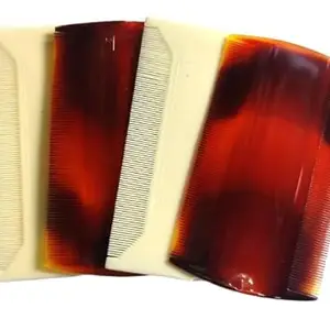 KGr Splash Slim Lice and Dust Cleaning Narrow Comb (Men and Women) with Fine Tooth (Brown & White) - Pack of 4