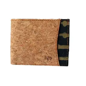 Kirgiti Green Stripe Dabu Print & Natural Brown Wallet