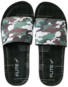 Flite PU Men's Slipper, OLIVE BLACK,10UK,PUG133GOLBK0010