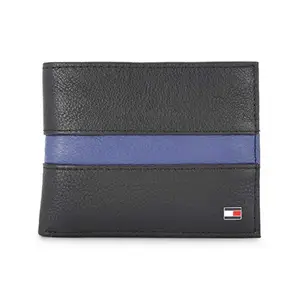 Tommy Hilfiger Black & Blue Leather Men's Wallet (8903496116472)