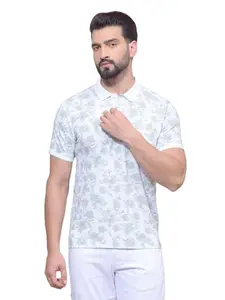 Crimsoune Club Men's Green Printed Polo Neck T-Shirt (M)