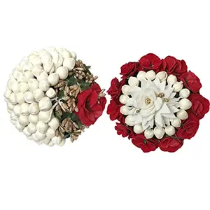 Arooman™ Fabric flower juda bun/gajra for women,girls hair flower accecories for occasions,multicolor, Pack_02
