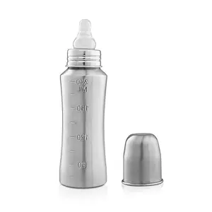 RB POINT Baby Stainless Steel Feeding Bottle for Kids/New Born - 304 Grade Quality - Feeding Bottle for Milk & Water I No Plastic I Internal ML Marking (240 ML) (Pack of 1)