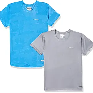 Charged Active-001 Camo Jacquard Round Neck Sports T-Shirt Scuba Size Small And Charged Play-005 Interlock Knit Geomatric Emboss Round Neck Sports T-Shirt Light-Grey Size Small