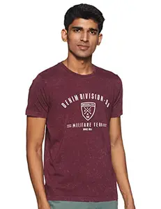 Duke Men's Printed Slim Fit T-Shirt (LF4647WineXXL_Wine_XXL)