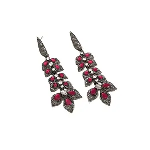 Trendy Oxidised Silver Stud Earrings for Women and Girls | Ethnic Boho Design |Casual and Traditional Jewelry |FE121RNI