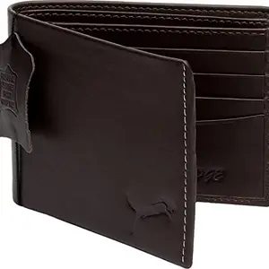 WILD EDGE Genuine Leather Brown Men's Wallet with Thread Detail - Stylish Leather Wallet for Men - Bi-Fold/Two-Fold Wallet for Men (Pack of 1)