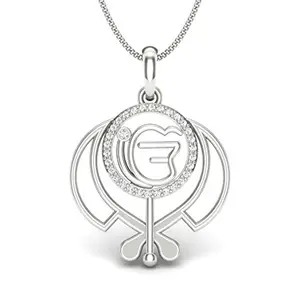 Chandrika Pearls Gems & Jewellers Khanda Gold and Rhodium Plated Alloy God Pendant for Men & Women Made with Cubic Zirconia