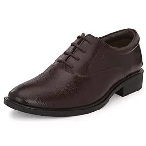 Auserio Men's Oxford Full Grain Leather Derby Lace Up Formal Shoes | Anti Skid Sole & Waxed Laces | Memory Foam Padded Insole | Shoes for Office & Parties | Brown 8 UK (SSE 038)