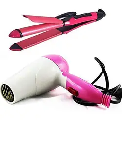 SGMSC 2 in 1 Combo of Hair Straightener and Curler and Dryer for Women - Multicolor