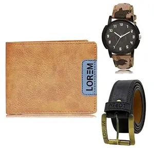LOREM Watch-Artificial Leather Belt & Wallet Combo for Men (Fz-Lr03-Wl11-Bl01)
