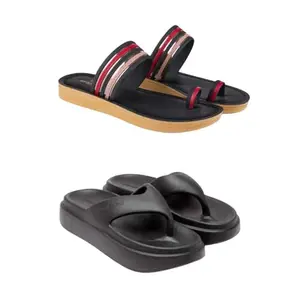 ZENWEAR Extra Soft Classic Casual wear with Flexibility Technology Heel Combo for Women's/Girl's(6144+6109)(6) Multicolor