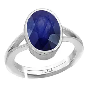 Clara Clara Blue Sapphire Neelam 8.3cts or 9.25ratti Stone Silver Adjustable Ring for Men