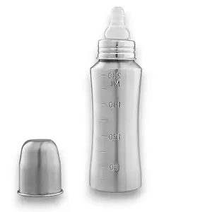 RB POINT Stainless Steel Feeding Bottle Joint Less 304 Grade No Joints BPA Free No Plastics New Born Baby/Toddlers/Infants for Drinks//Milk/Water 240ml, Pack of 1