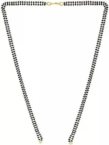 Soni Jewellery 22 K Gold Plated Double Line Black Pearl Mangalsutra Chain 24Inch Without Pendant For Women Brass Mangalsutra