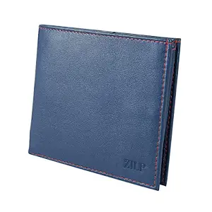 Zilp Blue RFID Blocking Full Grain Leather Wallet for Men with Removable Card & Coin Pocket | Mens Wallet | Hold up to 6 Credit Cards | Classy Gift Box | More Strong & Durable