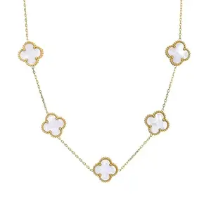 MEENAZ Clover Necklace for Women Girls | Pendant Neck Chain For Women | Modern Design | Stylish Accessories | Aesthetic Jewellery | Diwali Birthday Anniversary Gift Everyday Jewelry Pendant Neck Chain