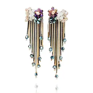 Jewels Galaxy Exclusive Florets Onyx Fabulous Chain Drop Earrings For Women/Girls (SMNJG-ERRG-2490)