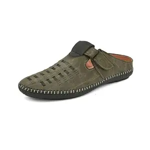 AZZARO BLACK Men Synthetic Leather Comfort Shoe-Style Casual Sandals(Olive,10 UK)