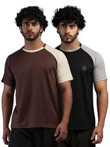 CHKOKKO Gym Tshirt for Men Workout Regular Fit Sports Activewear Man Tshirts with Round Crew Neck and Half Sleeves for Yoga Running&Outdoor Activities