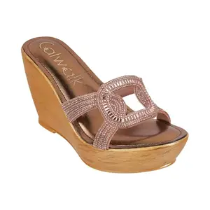 Catwalk Women Stylised Open Back Platforms | For Women & Girls (ROSE GOLD,6 UK)