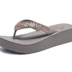 Skechers -Women's Flip-Flops & Slippers-VINYASA - WILD DAISIES-119638-TPE-8, 5 UK (8 US), Beige