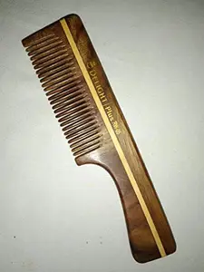 Aatira Neem Wood Comb With Handle Wide Tooth Wooden Comb For Men And Women For Hair Fall Control