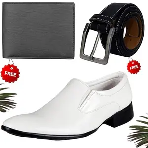 Vitoria Men's Graceful PU Formal/Party Shoes | Shoes Combo with Free Wallet & Belt | Stylish & Comfortable | Ideal for Office, Casual Outings, Parties (5593_VTOR-BLK-2004) (Multicolor)(Size: 8UK)