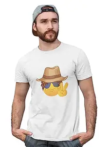 Danya Creation Say Cheese Printed Emoji T-Shirt (White) - Clothes for Emoji Lovers - Suitable for Fun Events - Foremost Gifting Material for Your Friends and Close Ones