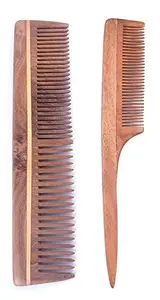 Majik Combo Set Of 2 Neem Wood Hair Comb Handmade Comb For Men And Women Wooden Comb For Control Hair Fall Pack Of 1
