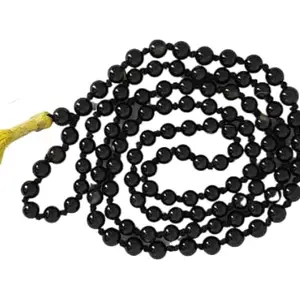 DeepMines Black Agate Mala Original Certified By IGL Lab ओरिजिनल अकीक माला Hand Knotted Round Shape 108 Moti Maala Kala Akik Rosary अकीक माला For Men & Women