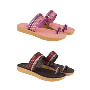 ZENWEAR Extra Soft Classic Casual wear with Flexibility Technology Heel Combo for Women's/Girl's(6145+6143)(8) Multicolor