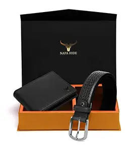NAPA HIDE Leather Wallet and Classic Belt Combo for Men