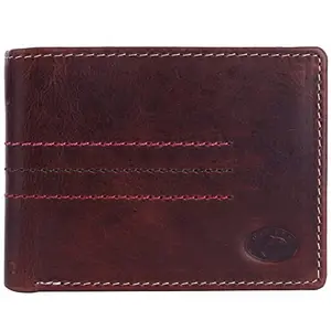 Delfin Genuine Leather Brown Wallet for Men | 8 Credit Card Slots | 3 Secret Note Slots | 1 Transparent ID Window | 1 Coin Pocket