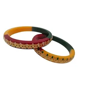 AAPESHWAR Plastic Beautiful Traitional Bangle Set for Women and Girls (Multicolor, 2-8) (Pack of 2)