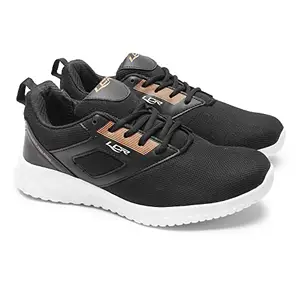 Lancer Mens INDUS-267 Black Running Shoe - 7 UK (INDUS-267BLK-ORG-7)