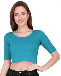 THE BLAZZE 1055 Crop Tops for Women (XX-Large, Turquoise Blue)