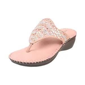 Metro Women's Pink Embellished Faux Leather Comfy Fashion Sandals UK/4 EU/37 (44-1676)