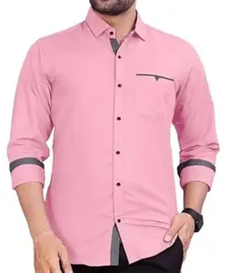 CB-COLEBROOK Men's Regular Fit Solid Soft Touch Cotton Casual Shirt with Pocket Design with Spread Collar & Full Sleeves (Available in Plus Size)
