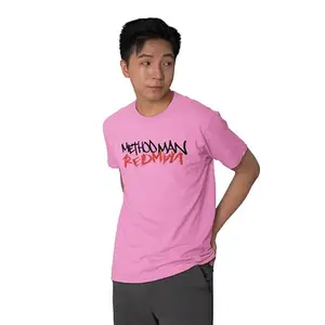 Streetfluencer Stylish Printed Round Neck Cotton Half Sleeve T-Shirt for Men Pink