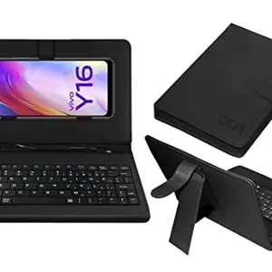 ACM Keyboard Case Compatible with Vivo Y16 Mobile Flip Cover Stand Direct Plug & Play Device for Study & Gaming Black