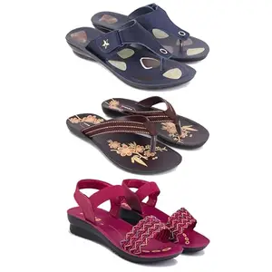 Trendy Open-Toe Sandals for Women – Soft Padded Footbed, Summer Wear | (COMBO-3)-1973-O21-1934-6
