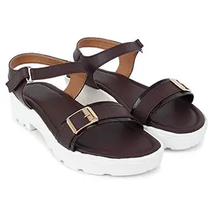 Right Steps Women's Fashion Sandals| Sandals for girls| Sandals for women| Women Footwear (Brown, numeric_5)