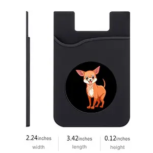 Plan To Gift Set of 3 Cell Phone Card Wallet, Silicone Phone Card Id Cash Wallet with 3M Adhesive Stick-on Stright Ear Dog Printed Designer Mobile Wallet for Your Phone & Tablet