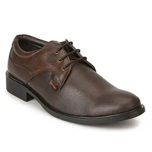 Red Chief Brown Leather Formal Derby Shoes for Men