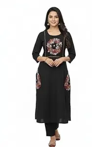 ROMAN HOME Cotton Printed Straight Short Length Kurti for Women, Top Dress for Ladies and Girls pak of i PIS.
