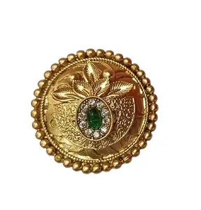 GoldPlated Ravishing Adjustable Indo Western Traditional Ring Studded with Kundan and Crystal Stones for Women