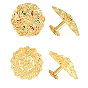 VFJ VIGHNAHARTA FASHION JEWELLERY Vighnaharta Golden Brass Studs Earrings For Women[VFJ1254-1256ERG]