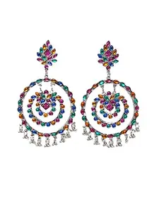 Moedbuille Multi Color Stone Afghan Tribal Design Antique Tasselled Look Earrings For Women's (Mber02799)