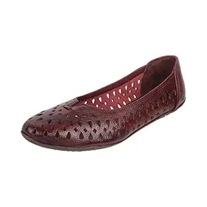 Metro Womens Leather Maron Ballerinas (Size (6 UK (39 EU))